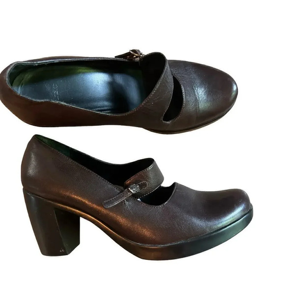 Dansko Shoes - Dansko Brown Leather Mary Jane Block Heel Comfort Dress Shoes